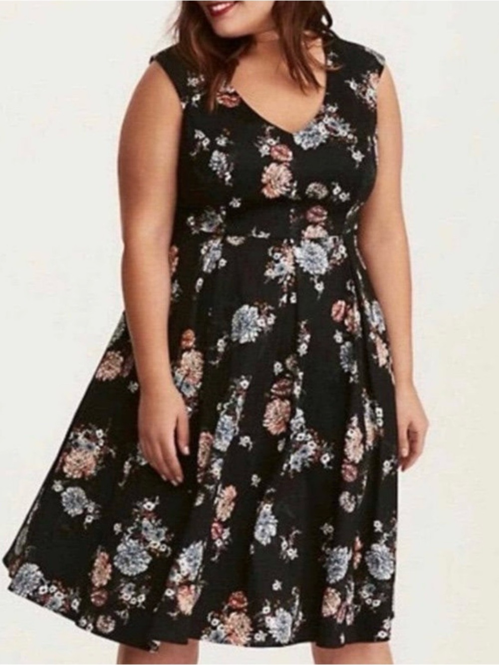 Torrid Black Floral Fit and Flare Party Dress Women Size 10